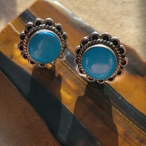 Taxco Mexico Vintage Sterling Silver Turquoise Earrings